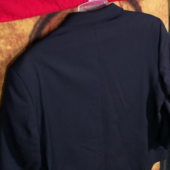 JOSEPH & FEISS Gold-men’s navy blue wool long sleeve triple-button suit jacket - Picture 5 of 11